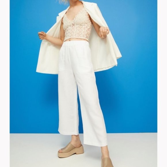 H&M Pants & Jumpsuits Spring And Summer White Linen Blend Wide Leg Pants Poshmark